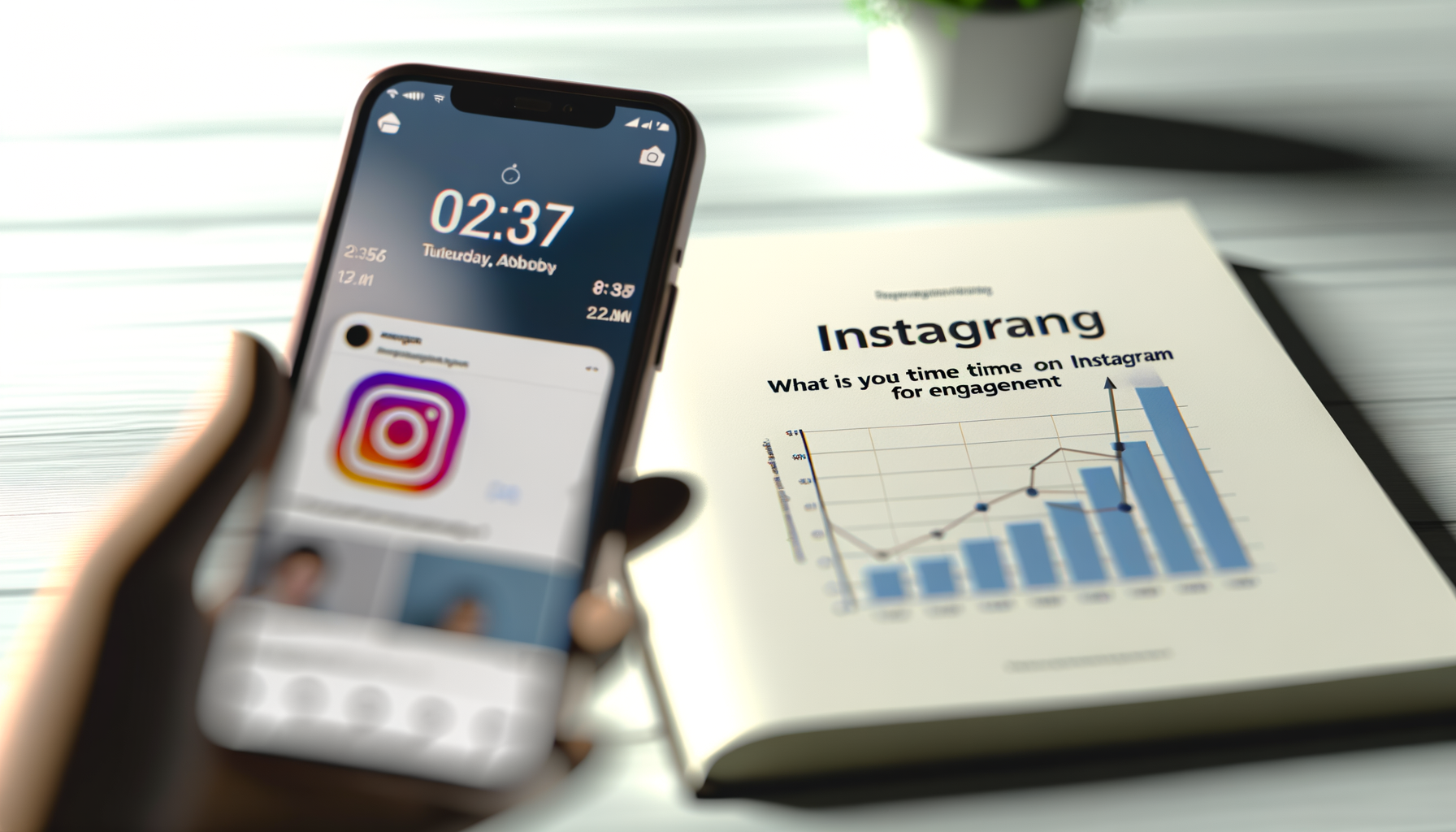 Relógio e smartphone com feed do Instagram