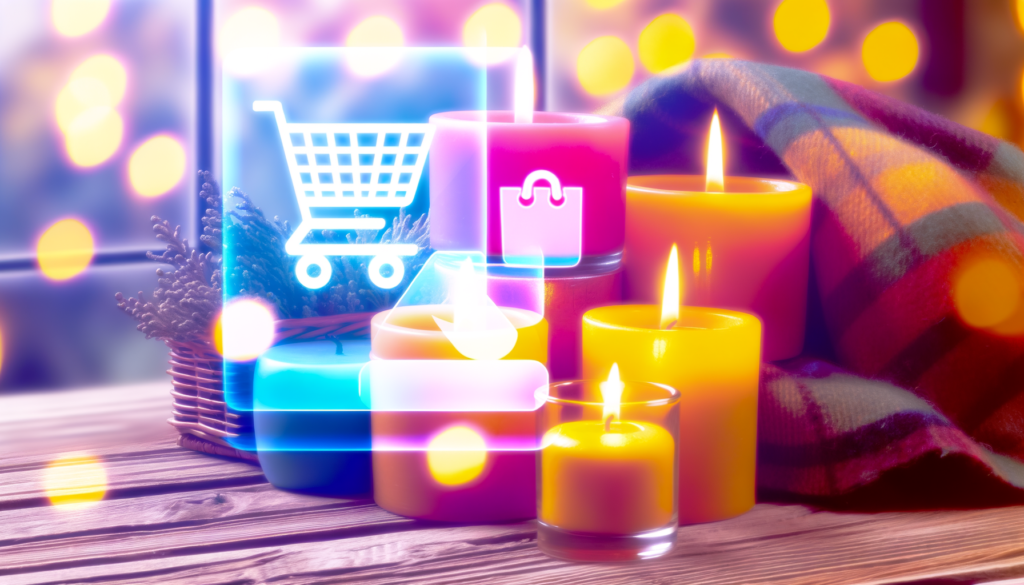 Velas aromáticas artesanais sobre mesa com embalagem elegante